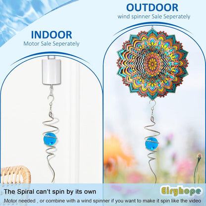 Gazing Ball Wind Spinner Spiral Tail with Blue Glass Orb | Creates Captivating Visual Illusion in