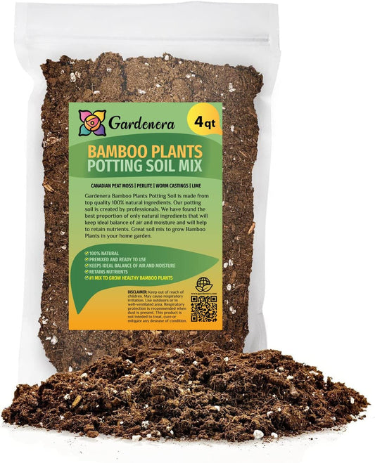 GARDENERA Premium Bamboo Potting Soil Mix - (4 Quart Bag)