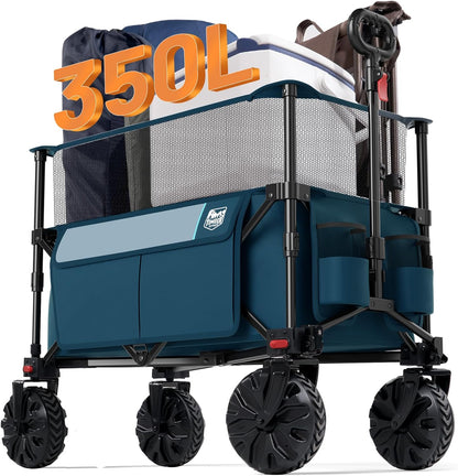 TIMBER RIDGE Foldable Wagon 350L Extendable Height, Large Capasity Collapsible Wagon Cart with All