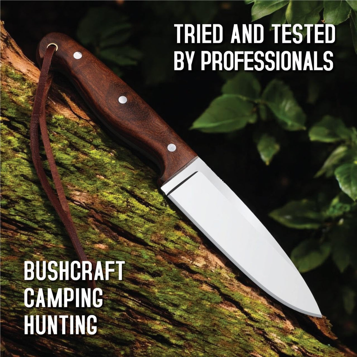 H & H BLADES Handmade D2 Steel Skinning Knife With Leather Sheath-10 Fixed Blade Hunting Knife Best