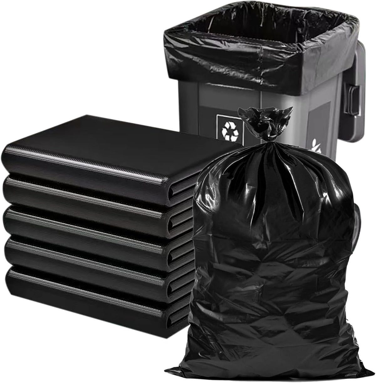 65 Gallon Trash Bags 1.8 Mil -50''x55'' Pack of 50 Thick Large Heavy Duty Multi-Use Garbage Bags