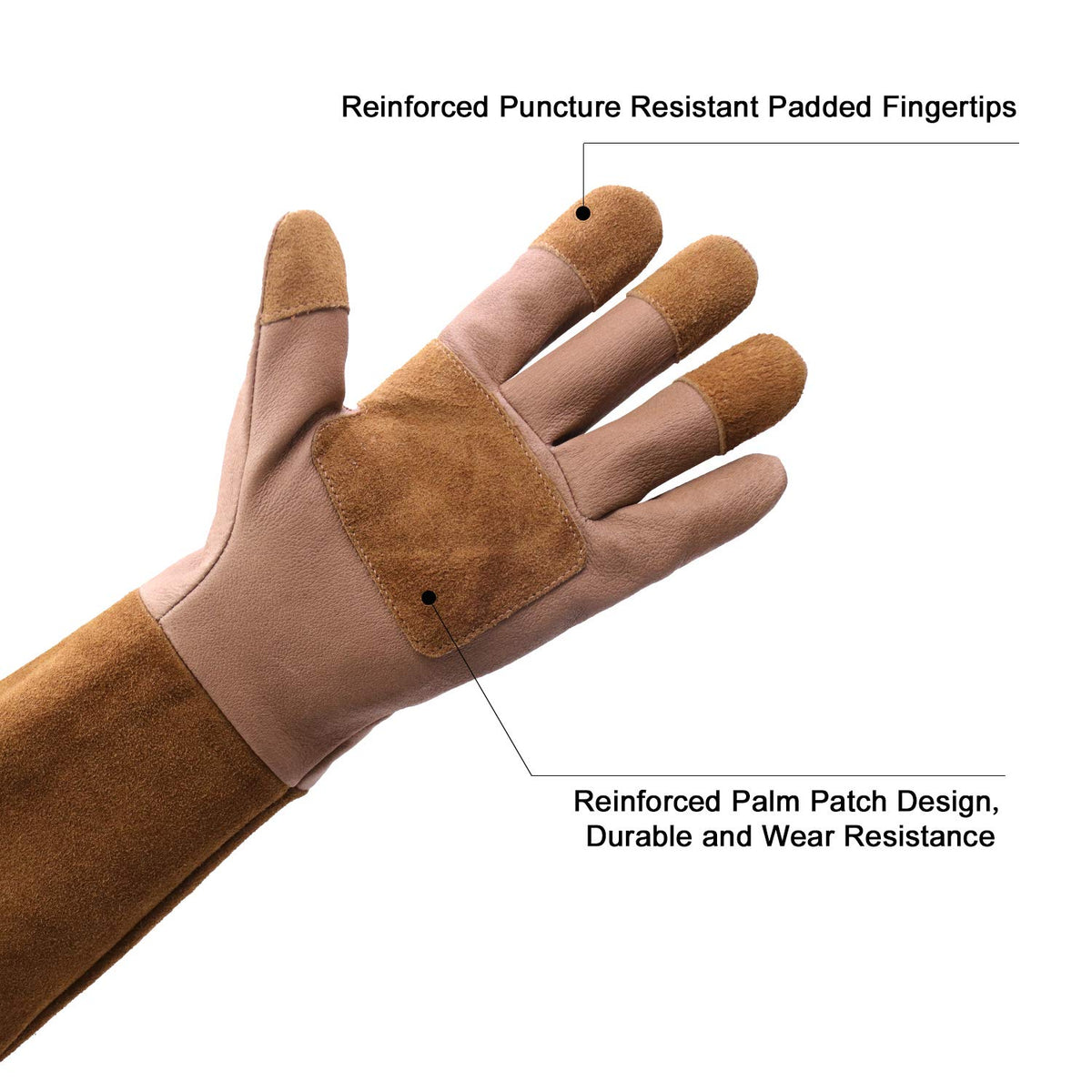 HLDD HANDLANDY Long Gardening Gloves, Pigskin Leather Thorn Proof Rose Pruning Glove for Men &