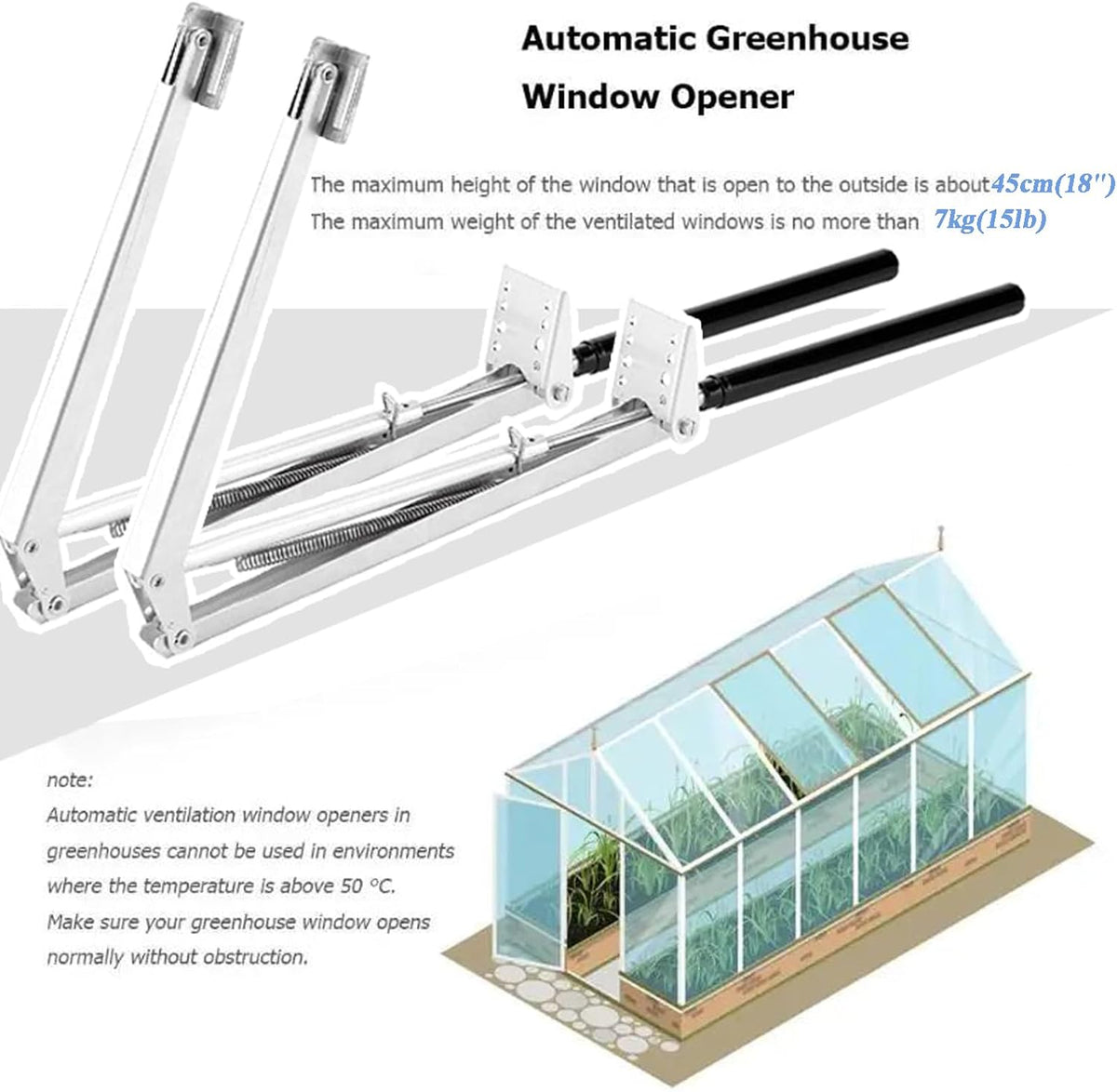 2X Auto Greenhouse Window Opener, Solar Heat Sensitive Auto Vent Opener, Roof Vent Opener Gardening