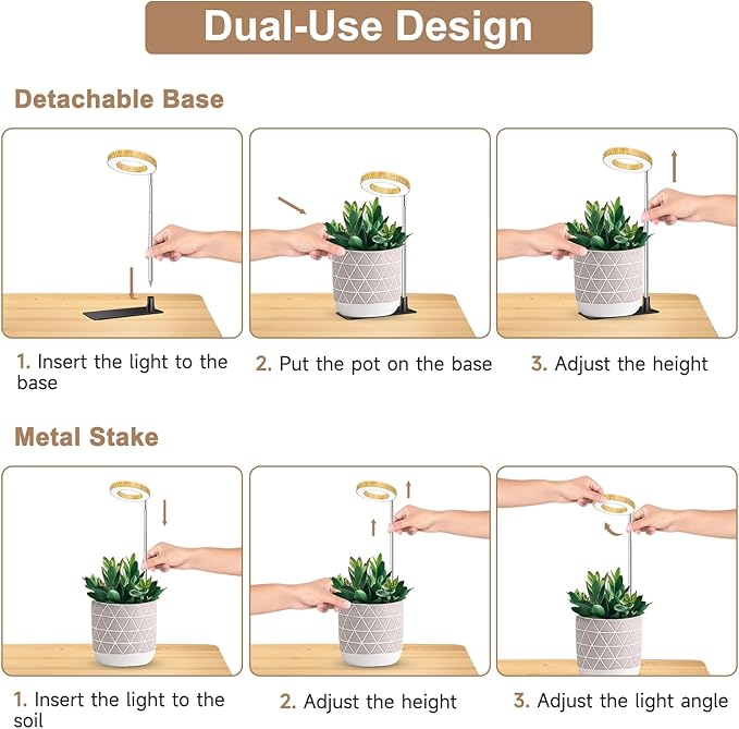Kullinss Grow Light, 48 LEDs Full Spectrum Plant Lights for Indoor Growing with Detachable Base
