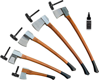 1844 Helko Werk Germany Axe Collection - 5 Vario Axes Set - Heavy Log Splitter, Heavy Universal
