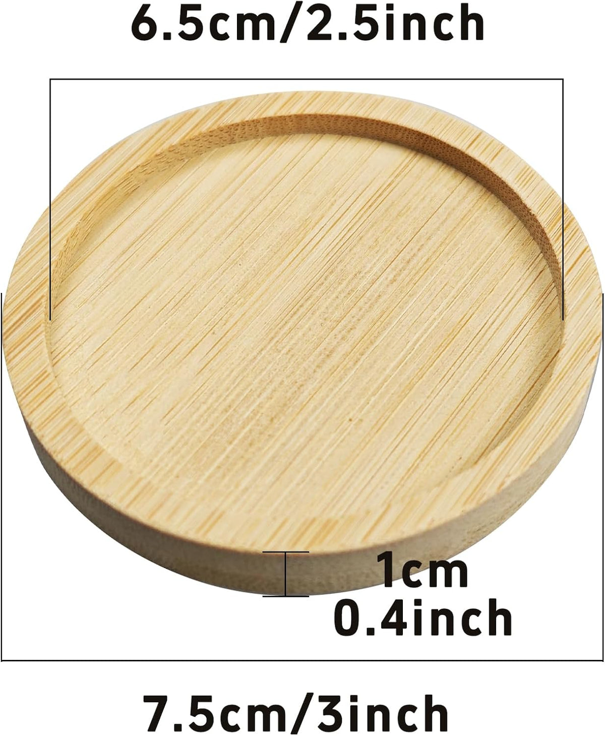 6Pcs 2.5” Bamboo Plant Saucer, Round Pot Tray for Indoor Planters, Succulent Holder Drainage Tray