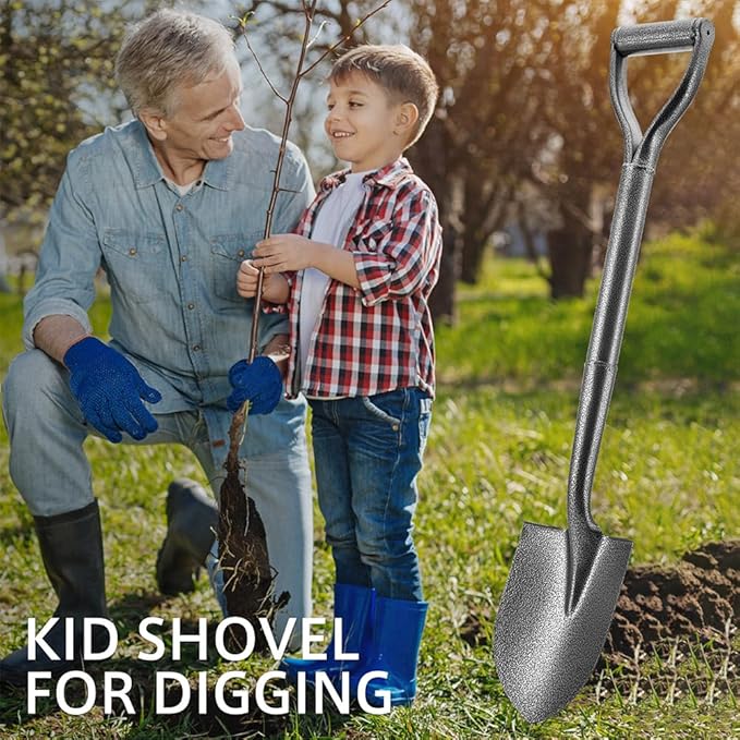 All Metal Shovels for Digging Gardening - 30in Small Shovel Spade with Short D Handle and Steel