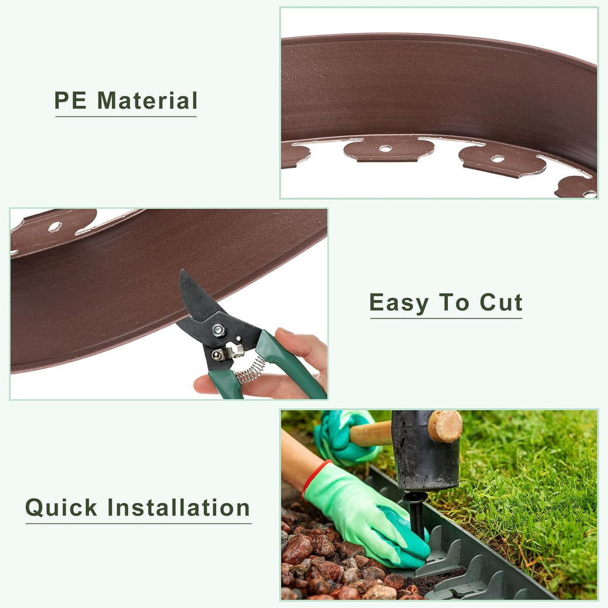 uxcell Landscape Edging, 1Pcs 33FT x 4" - No Dig Garden Edging Kit with 30 Stakes, Landscape Edging