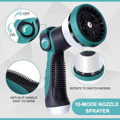 75FT Garden Hose, 304 Stainless Steel Water Hose, Flexible with a 10-Mode Nozzle Sprayer, No Kink