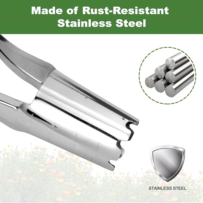 Haliaeetus Bulb Planter Tool, 4 inches Depth Mark Hand Bulb Planter, Non-Bending Stainless Steel