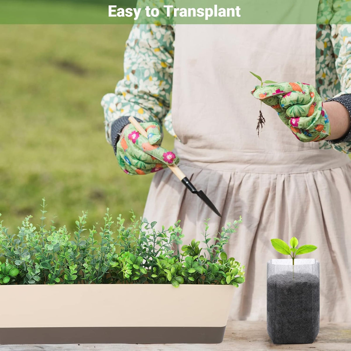 GREANER 400 PCS Nursery Bags - 5.5"x6.3", Biodegradable Plant Starter Bags, Thickened Non-Woven