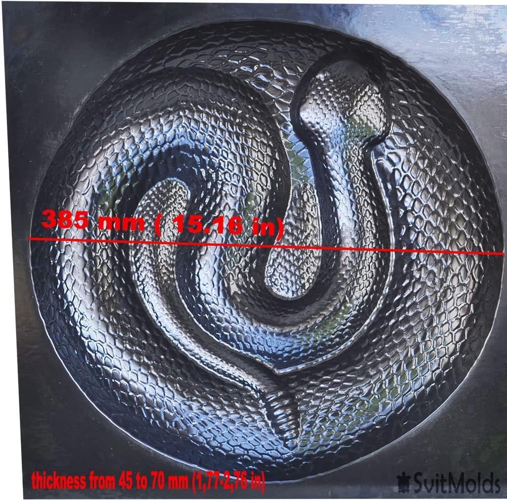 SvitMods Mold Snake DIY Statue for Garden Black ABC Plastic Concrete Cement Mould Rattlesnake