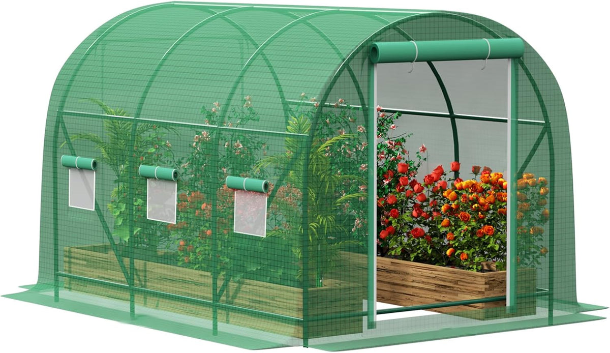 10×7×7 FT Greenhouses for Outdoors Heavy Duty, Large Walk in Green Houses for Outside with 6