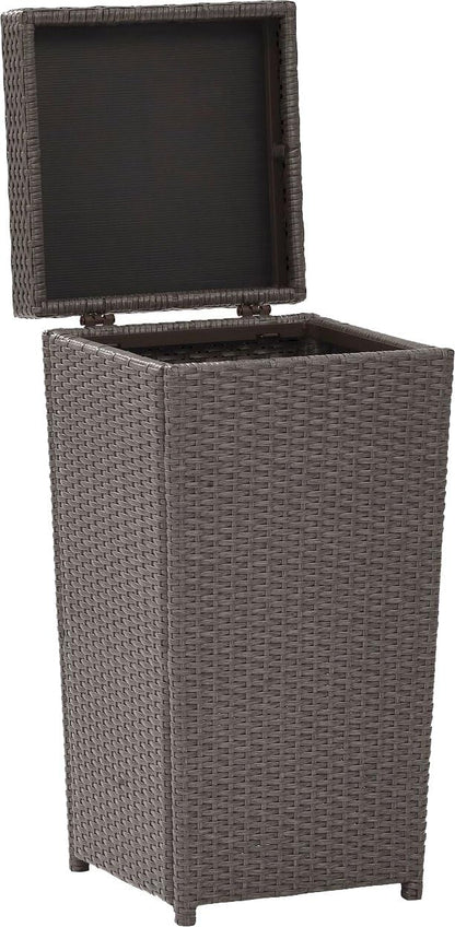 Crosley Furniture Palm Harbor Resin Wicker Outdoor Trash Can With Lid for Backyard, Patio, Deck