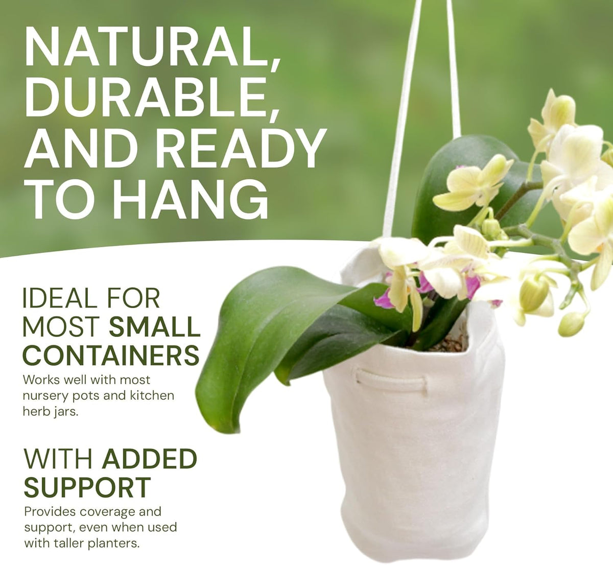 Cloth Hanging Plant Bag – Reusable Natural Hemp Fiber Flower Pot Holder for Indoor & Outdoor Use