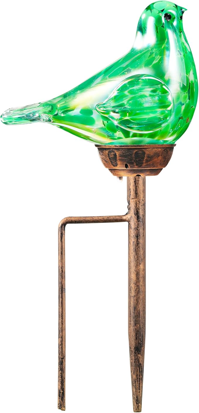 Solar Bird Garden Stake Lights - Hand Blown Glass Decorative Garden Pathway Lights Outdoor
