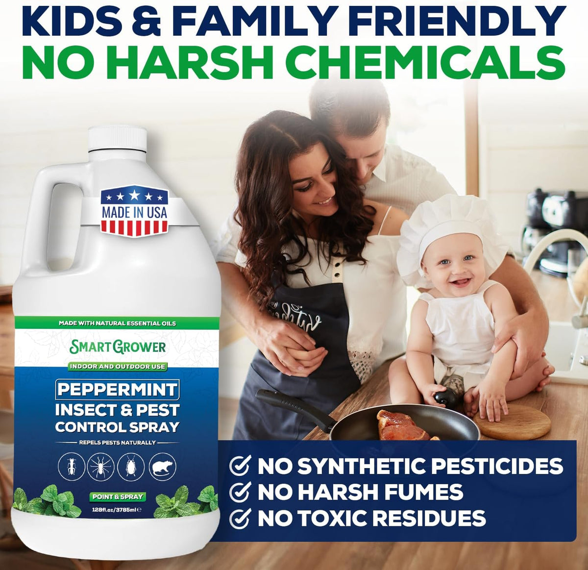 All Natural Peppermint Oil Insect & Pest Control Spray Repels Mice, Spiders, Ants, for Home