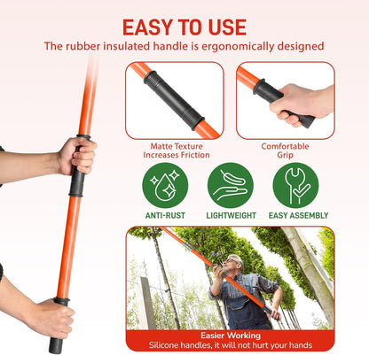 Outvita Manual Pole Saw, 26 Feet Extendable Tree Pruner with Knives and Storage Pocket, Sharp Steel