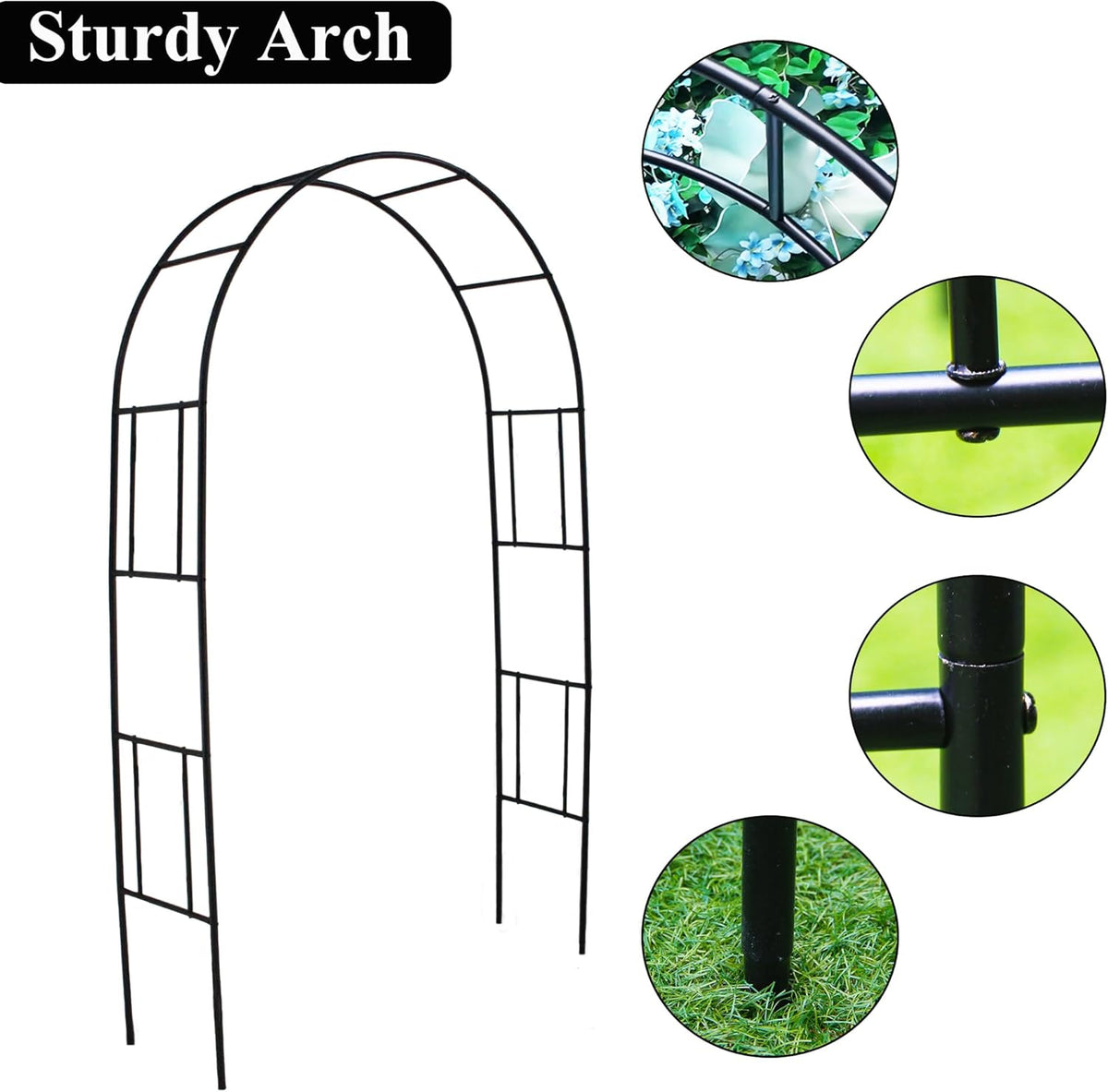 Metal Pergola Arbor Trellis, 7 Feet High x 4 Feet Wide, Garden Arch for Various Climbing Plant