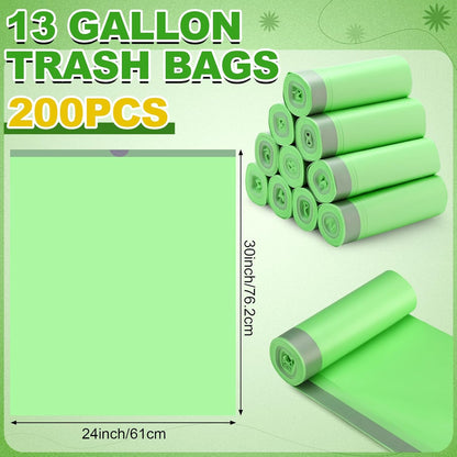 200 Count 13 Gallon Compostable Trash Bags with Drawstring Tall Kitchen Food Scrap Waste Bag Heavy
