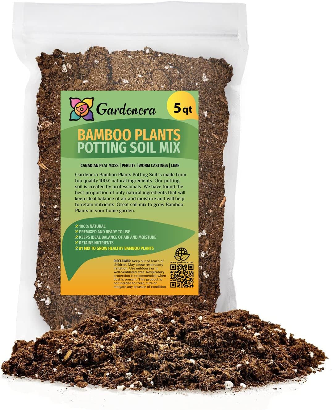 GARDENERA Premium Bamboo Potting Soil Mix - (10 Quart Bag)