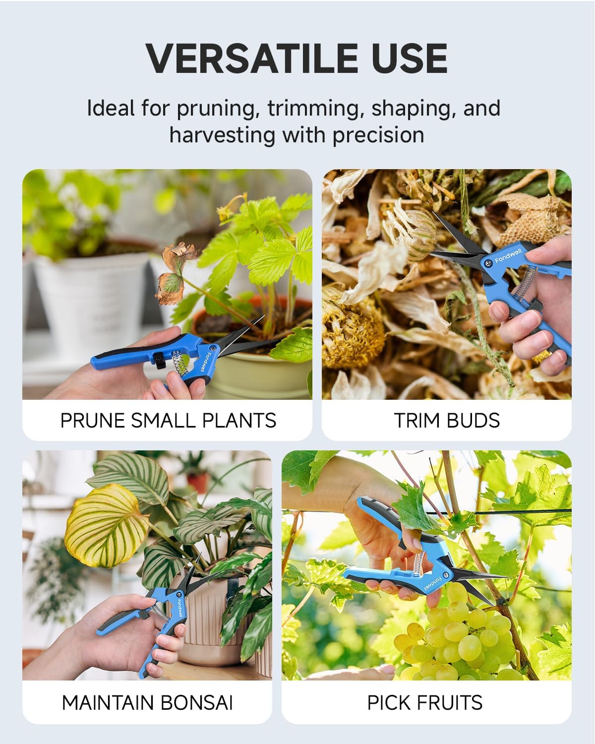 Fondwell 6.5" Pruning Shears Garden Scissors: 2 Pack of Ultra Sharp Trimming Scissors with