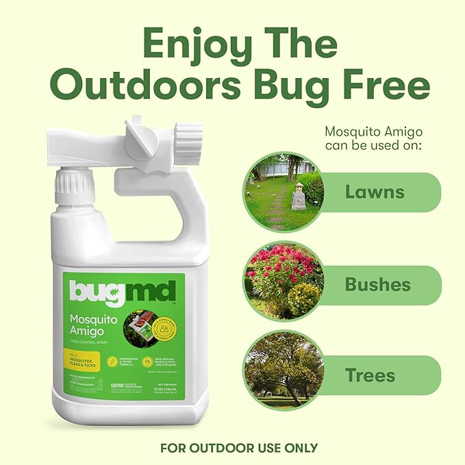 BugMD Mosquito Amigo Ant Killer & Bug Spray - Outdoor Roach, Cockroach, and Spider Killer, Fly and