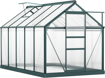 Outsunny 6' x 10' Greenhouse for Outdoors, Polycarbonate Greenhouse with Rain Gutter and Roof Vent