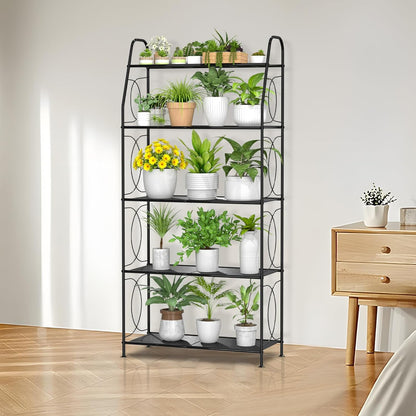 5 Tier Plant Stand Indoor Outdoor, Heavy Duty Plant Shelf, Metal Mesh Tall Plant Stands Holder Rack