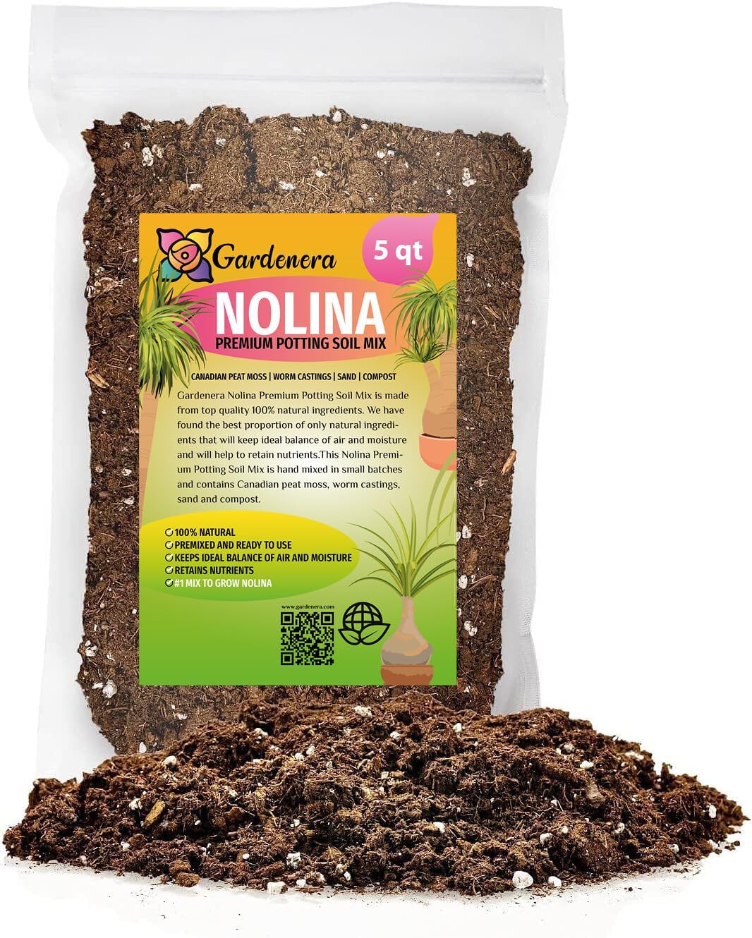 Premium Nolina Plant Soil Mix by Gardenera - Stimulate Growth and Elevate Unique Beauty with