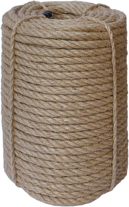 8mm Jute Rope, 164 Feet Braided Heavy Duty Twine, Thick Jute Twine Rope for Cat Scratch Post