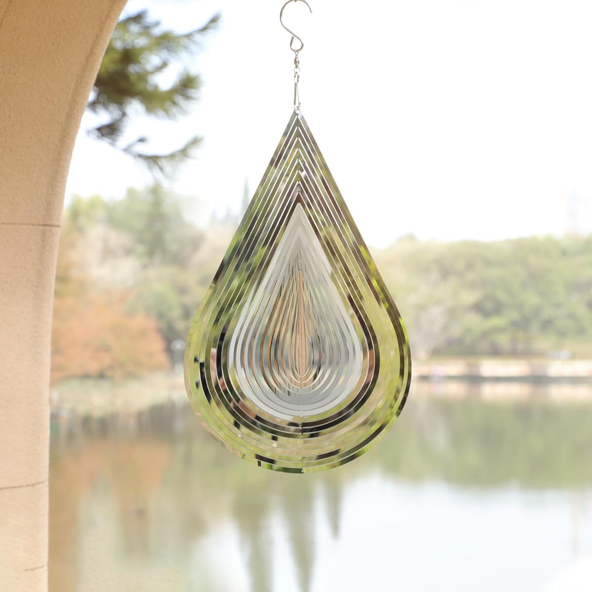Wind Spinner Flowing-Light Effect Courtyard Decorations Made of Stainless Steel House Hanging