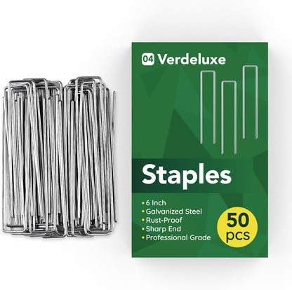 50 Pack Garden Staples,6 Inch 11 Gauge Galvanized U-Shaped Garden Stakes,Heavy-Duty Ground Lawn