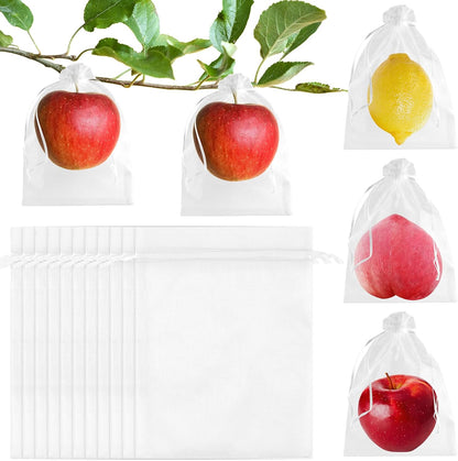 Morcheiong 60pcs Reusable Netting Mesh Bags - 6" x 8", Garden Fruit Protection with Drawstring