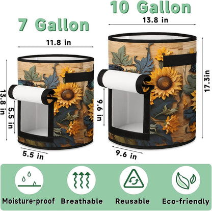 Sunflower Flowers Grow Bags 7 Gallon Thickened Nonwoven Plant Pot Vegetables Potato Fruit Plant
