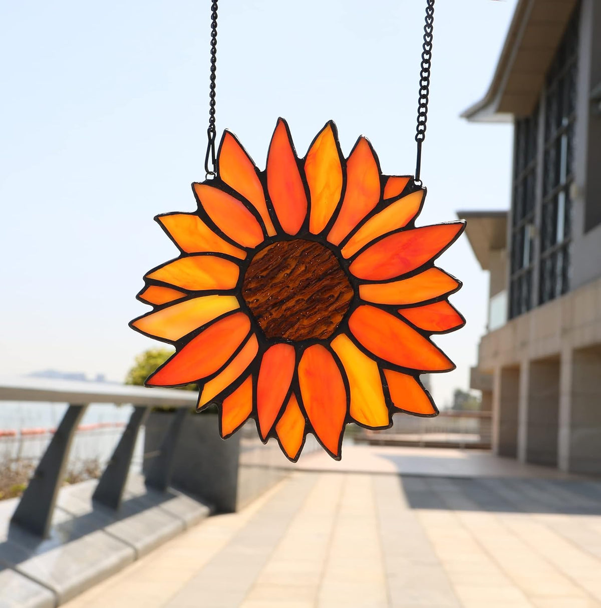Sun Flower Suncatcher Stained Glass Window Hangings, Sunflower Decor Wall Art for Kitchen