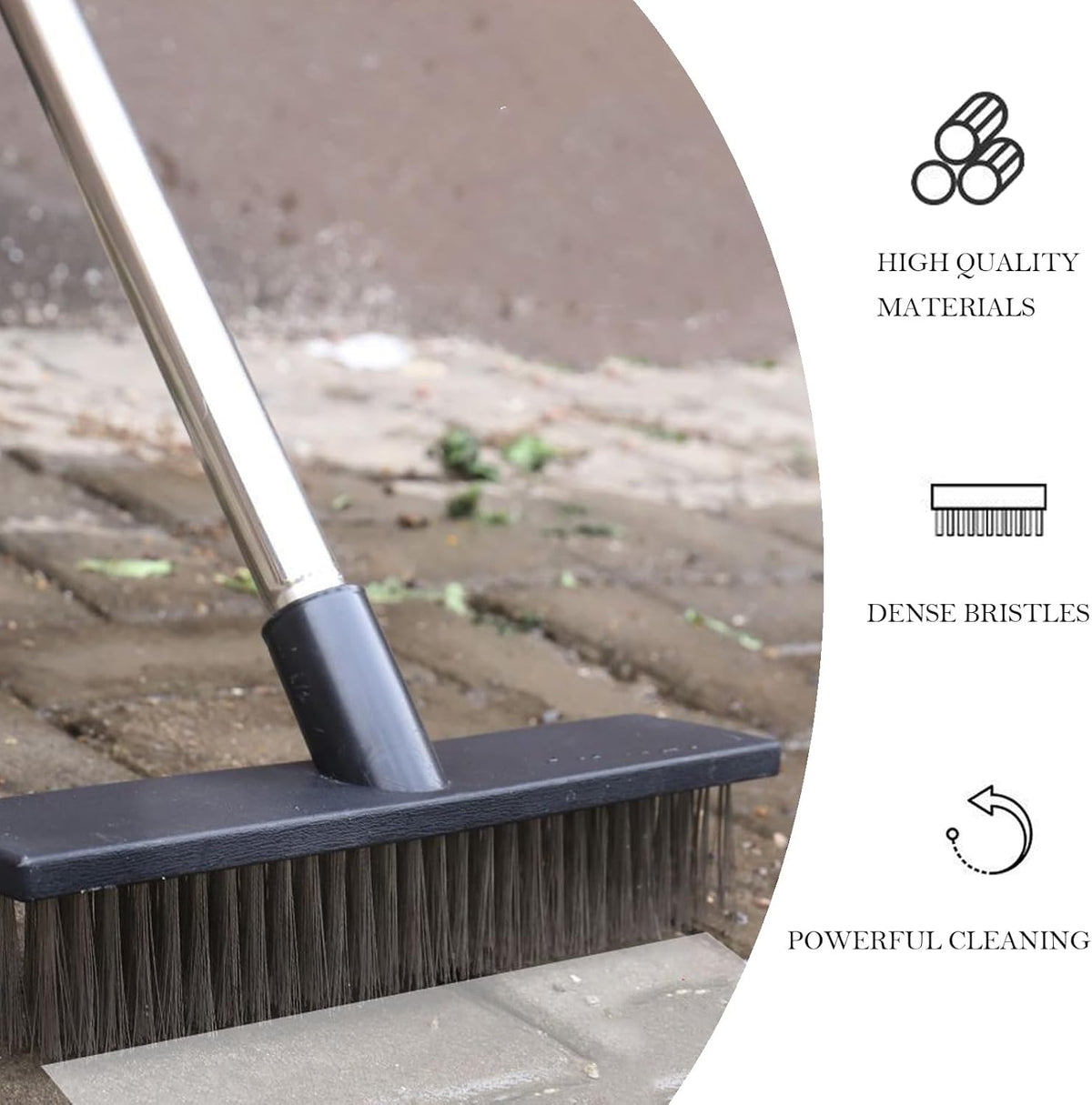 Deck Brush Steel Wire Broom with Long Handle Stiff Scrub Brushes for Cleaning Boat Patio Concrete