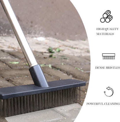 Deck Brush Steel Wire Broom with Long Handle Stiff Scrub Brushes for Cleaning Boat Patio Concrete