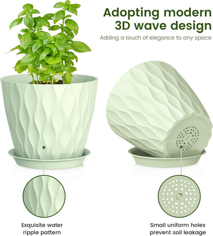 7/6.5/6/5.5/5/4.5/4 inch Plant Pots for Indoor Outdoor Plants, 7 Pack Thick Flower Pots with