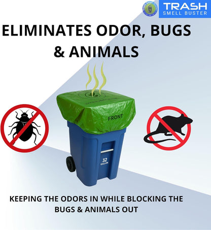 Outdoor Trash Can Cover Biodegradable Odor Eliminating Bag with Elastic Band Lemon Scented Durable
