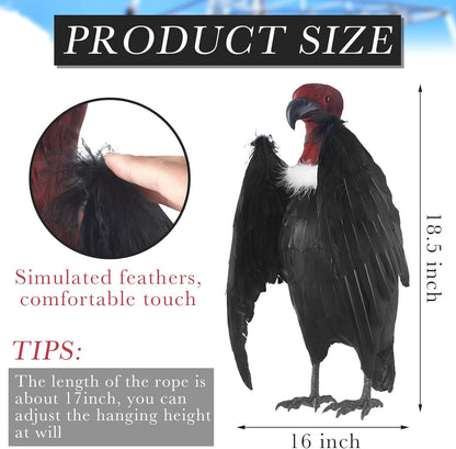 Tenceur 1 Piece Faux Vulture Effigy 18'' Large Fake Vulture Decoys Simulated Full Feathered