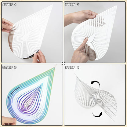 Wind Spinners, 2× 3D Stainless Steel Outdoor Hanging Wind Spinner, 2× Metal Pendants and 3× 360°