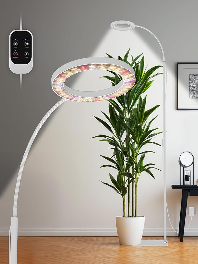 GLOWRIUM Grow Lights for Indoor Plants, 24W Full Spectrum LED Grow Light, Stepless Dimming,3