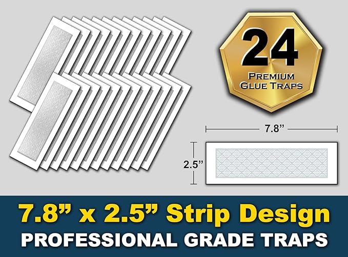 MaxGuard Glue Trap Strips (24 Traps) Non-Toxic Extra Sticky Glue Board Pre-Baited with Fruity Scent