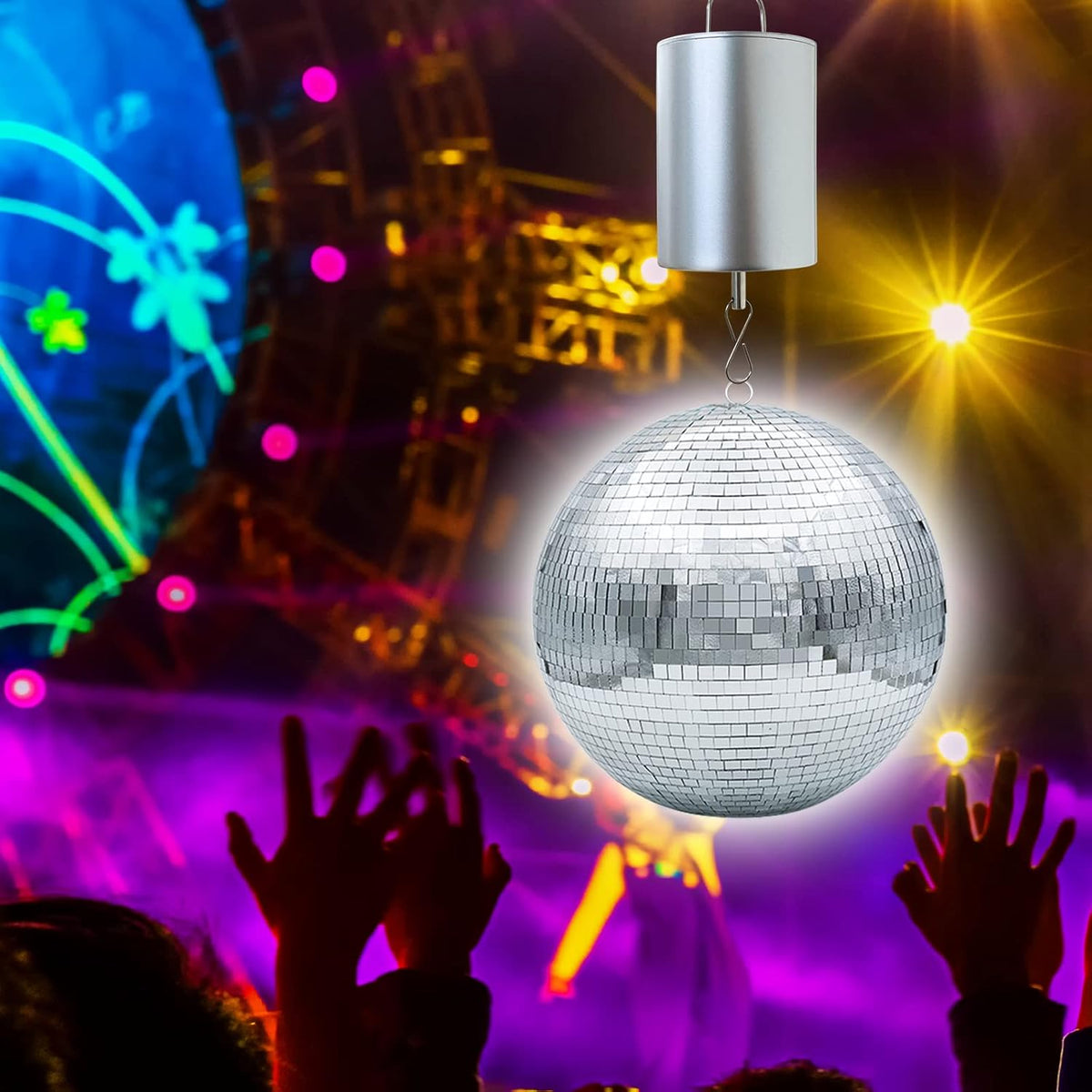 FONMY Disco Ball Motor with Remote Battery Operated 10RPM Hanging Display Rotating Motor for Wind