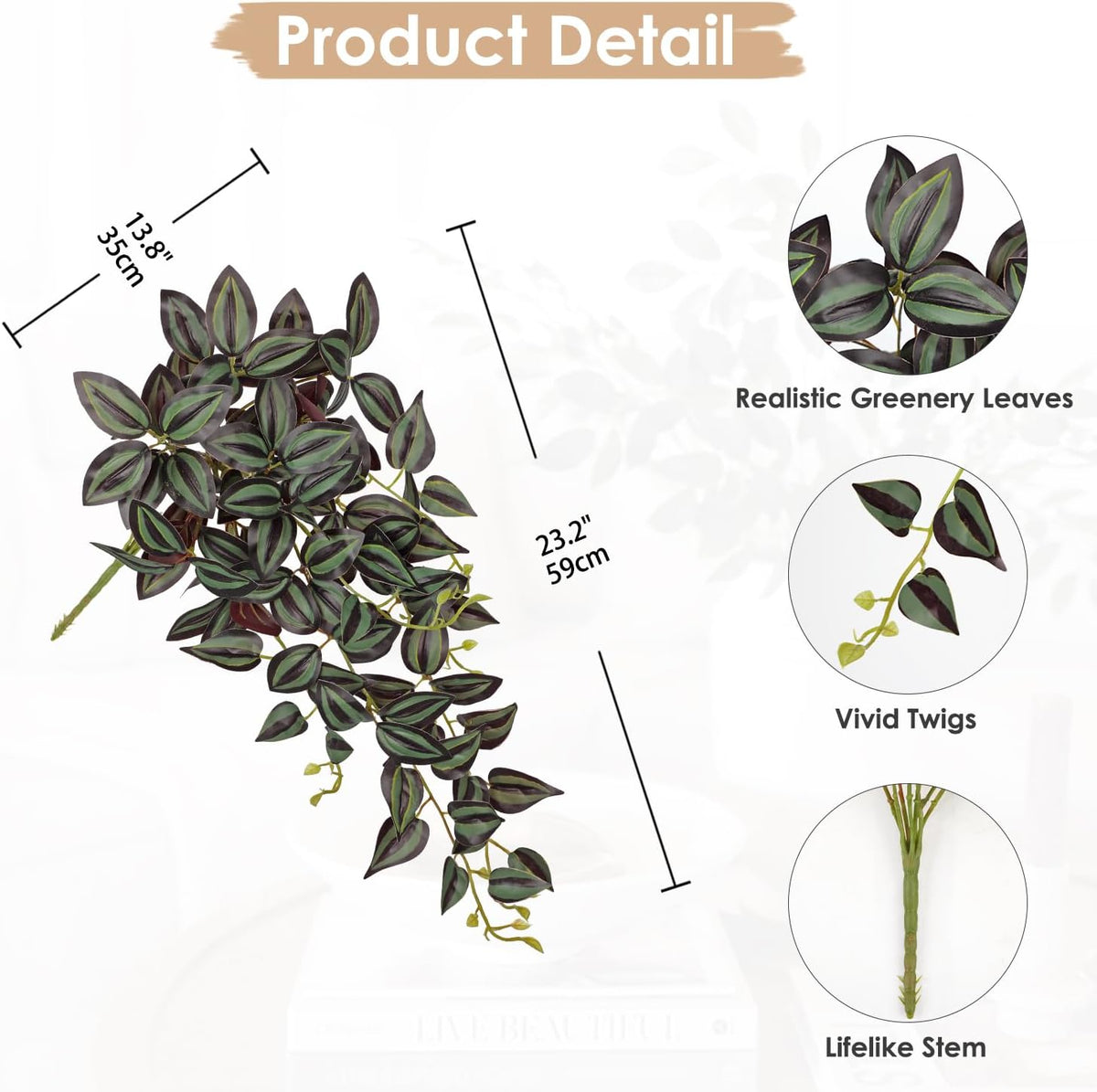 DILATATA Fake Hanging Plants Artificial Hanging Plants 26" Faux Wandering Jew Hangings Leaves Plant