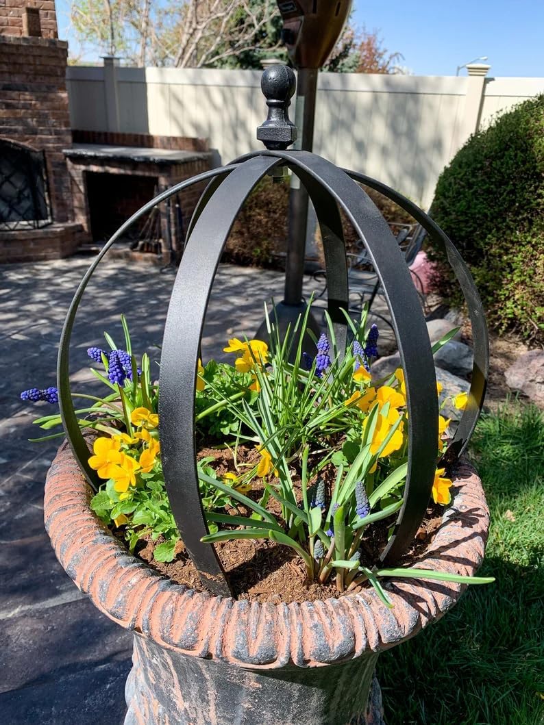 Large Round Black Metal Garden Trellis 18"x22" for Climbing Plants - Indoor/Outdoor Flower Lattice