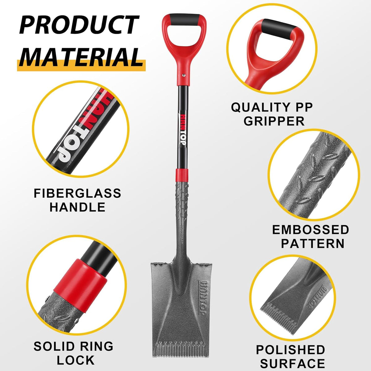 Garden Shovel Flat Spade Edge Shovels Trenching Spades with Fiberglass Handle for Gardening Lawn