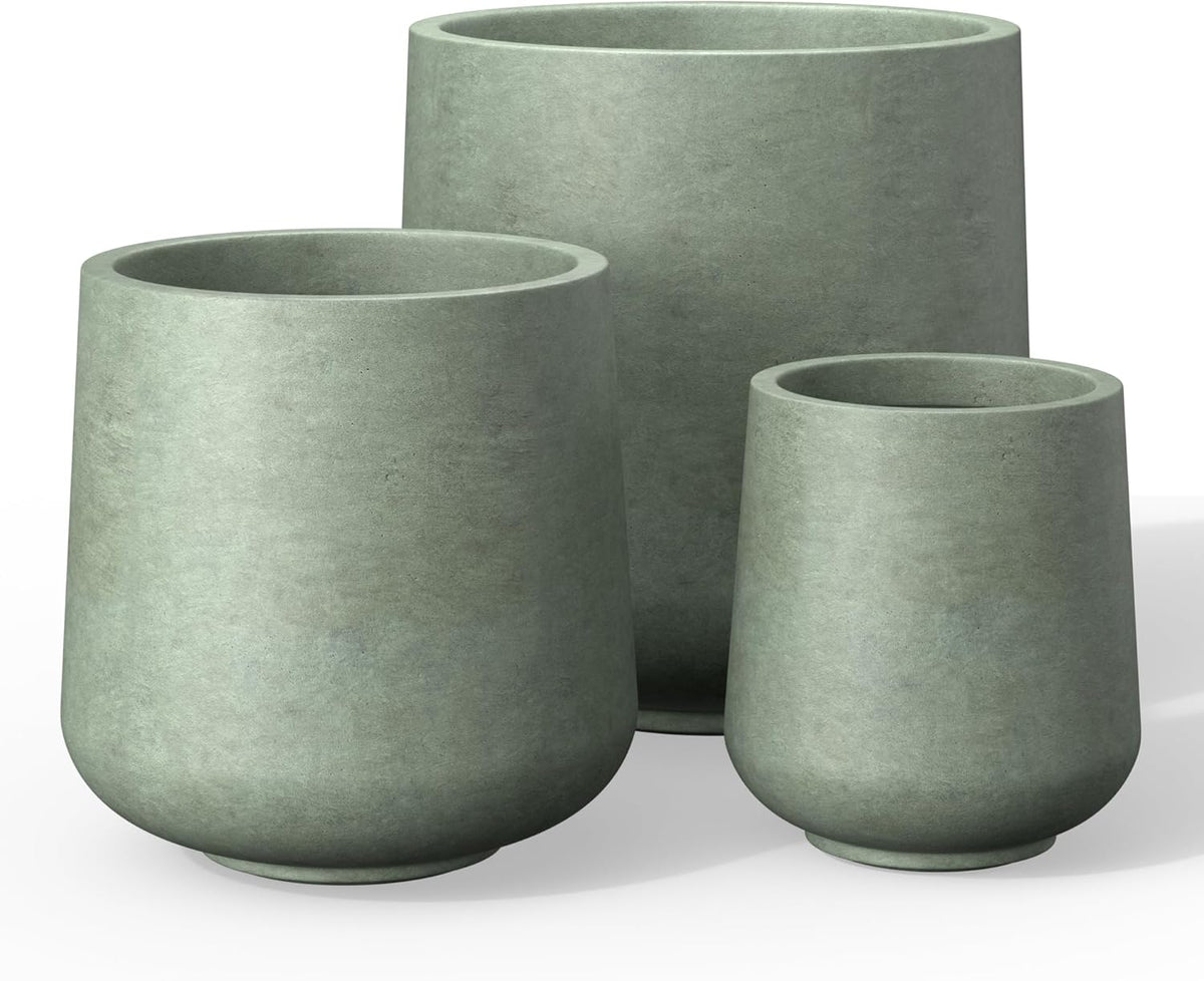 Kante 15.3"+11.6"+8.2" Dia Round Concrete Planter, Large Outdoor Indoor Planter Pots Containers
