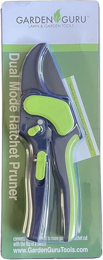 Garden Guru 2 in 1 Ratchet Pruning Shears Clippers – 4X Cutting Power – Ratcheting Garden Anvil